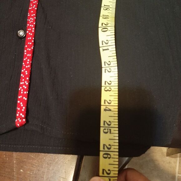 Vintage Kithie Lee Black Novelty Collared Button Down Shirt Short Sleeves Size 8 - Picture 11 of 13